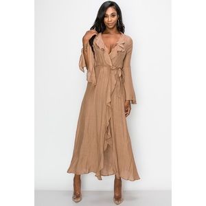New! Wrap trench kimono cardigan long maxi dress